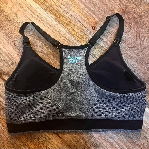 Set of 2 Gray Reebok Racerback Sports Bras with Removable Cups - Picture 4 of 15